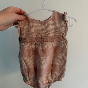 Pehr pink striped infant bubble romper